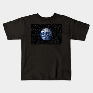 Planet Earth against dark starry sky Kids T-Shirt